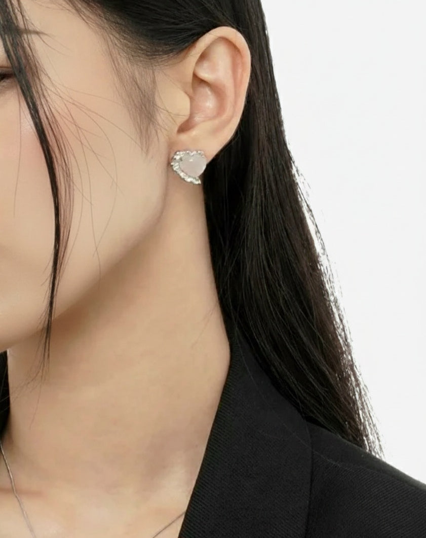 Boucles d'oreilles AGALIENNE (Agate rose naturelle&Argent 925)