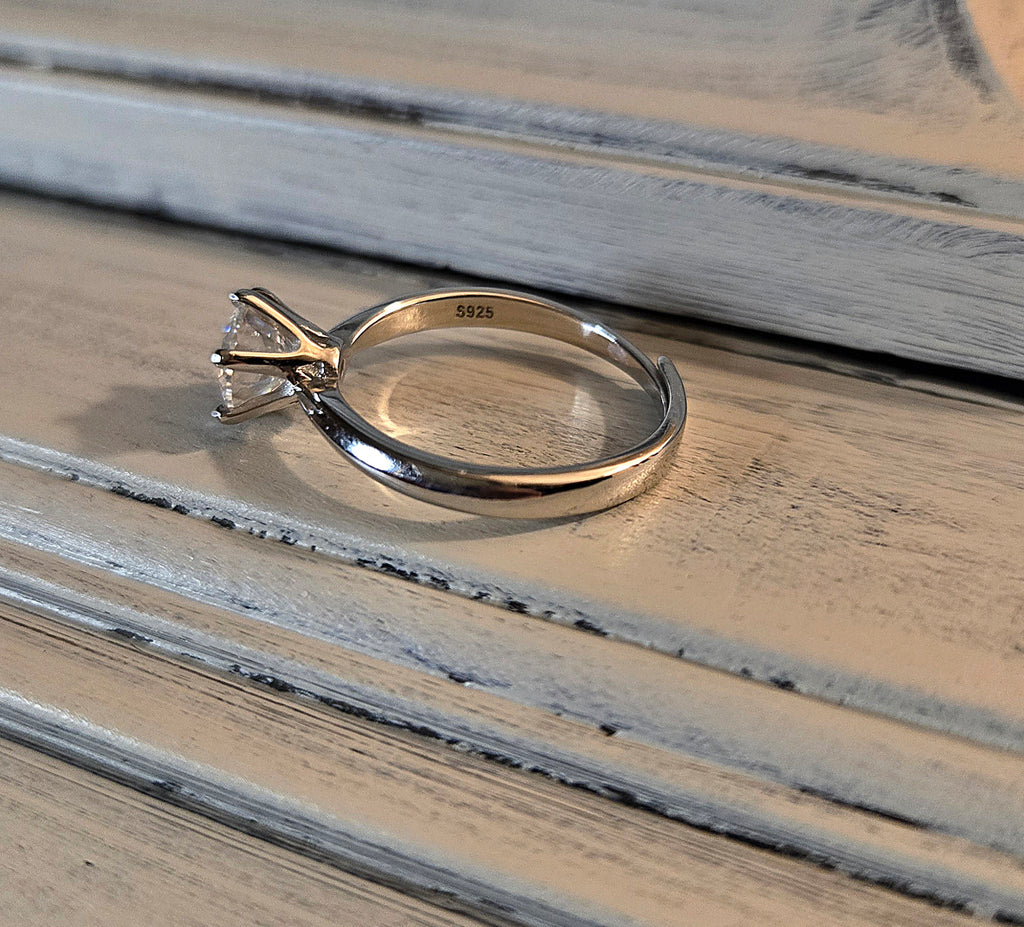 Bague DESTINÉE Argent&Moissanite (T.réglable ≤61)