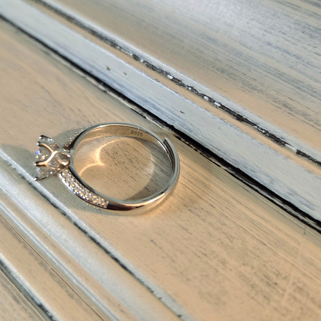Bague DESTINÉE II Argent&Moissanite (T.réglable ≤61)