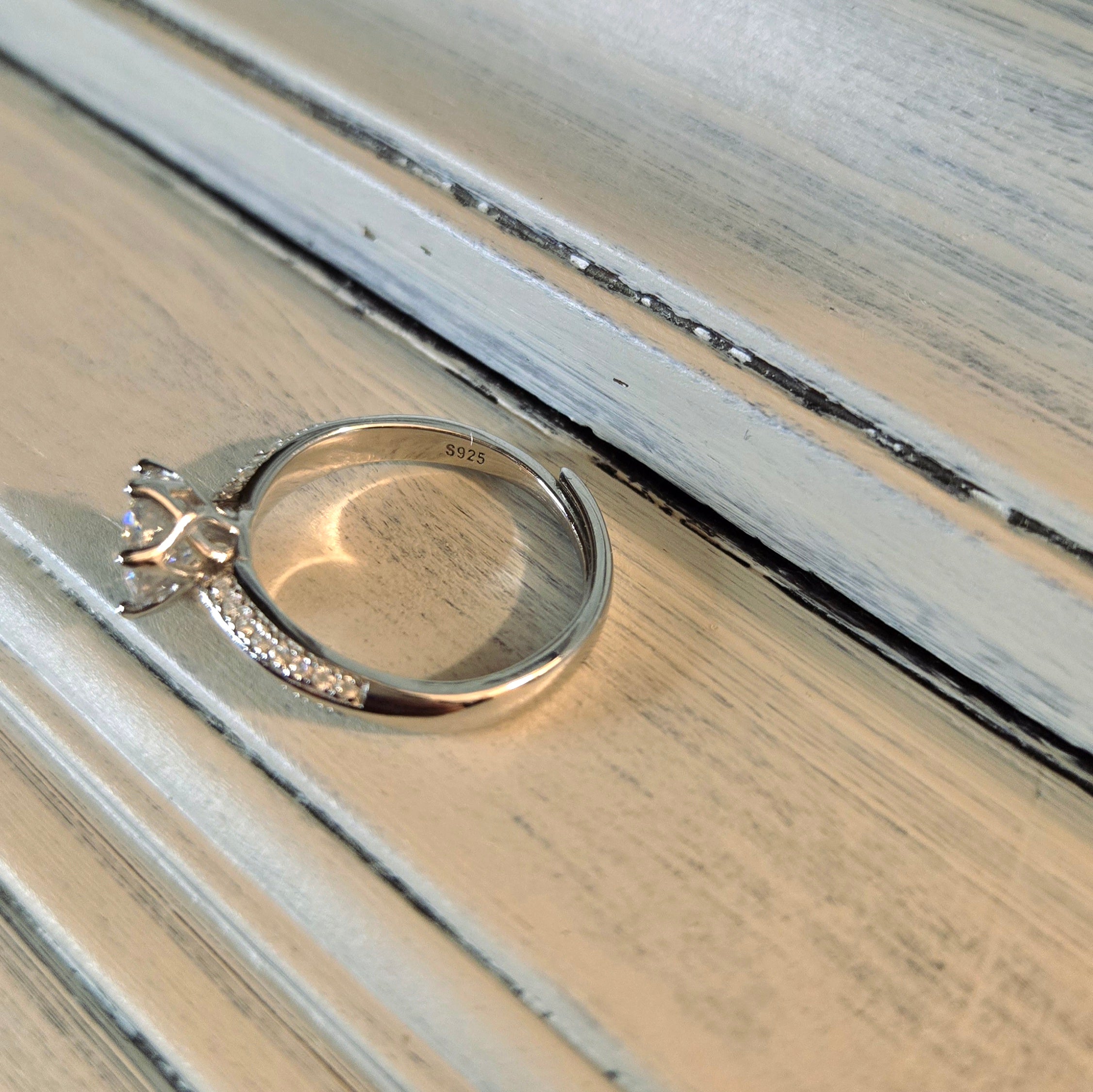 Bague DESTINÉE II Argent&Moissanite (T.réglable ≤61)