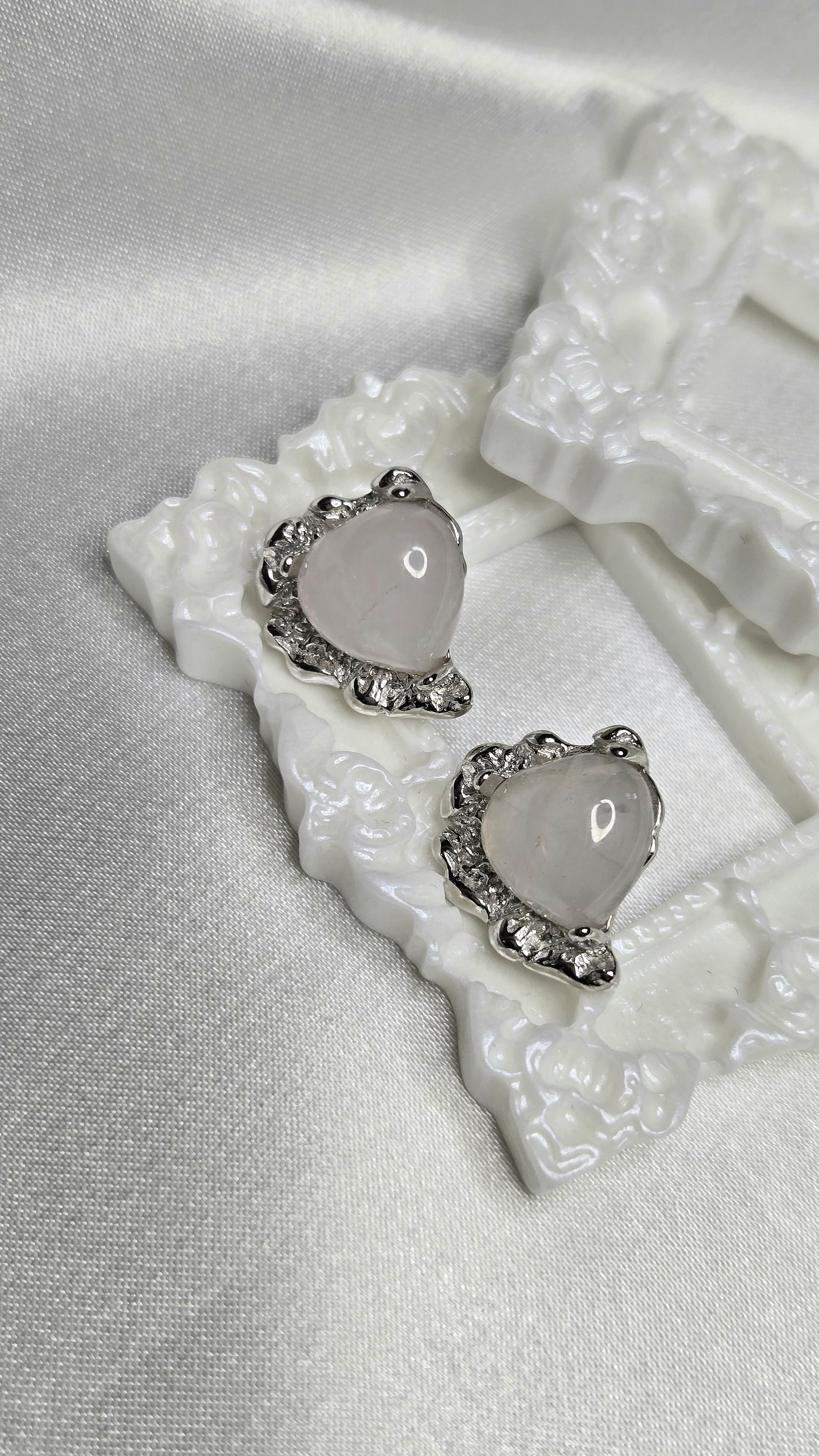 Boucles d'oreilles AGALIENNE (Agate rose naturelle&Argent 925)