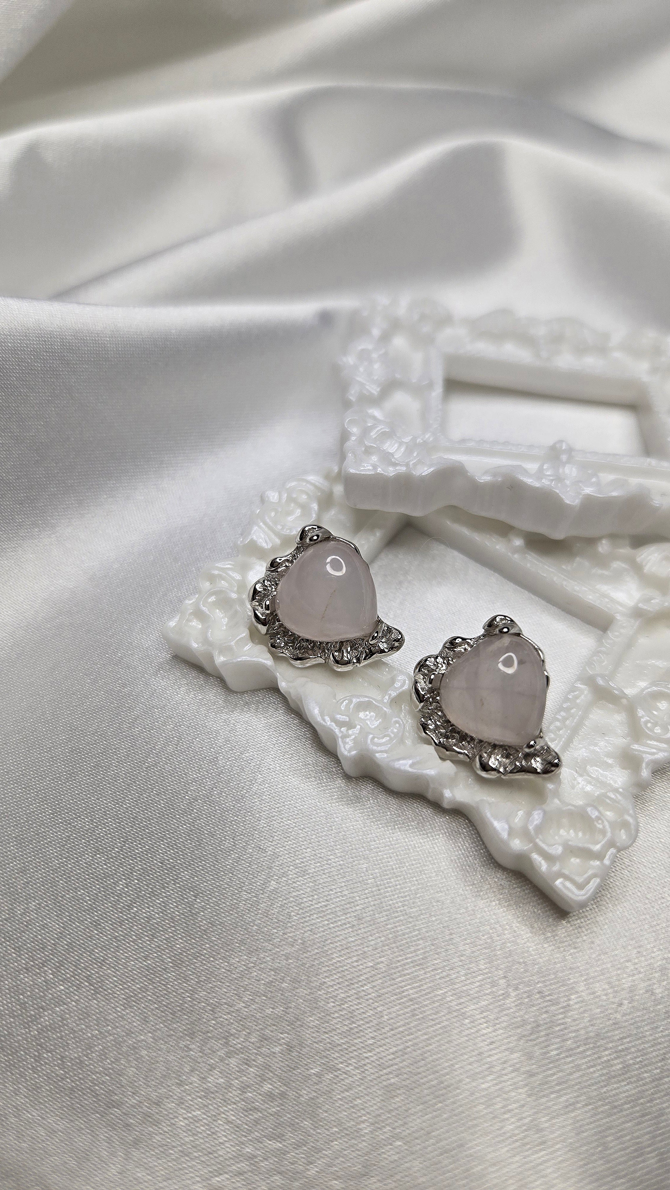 Boucles d'oreilles AGALIENNE (Agate rose naturelle&Argent 925)