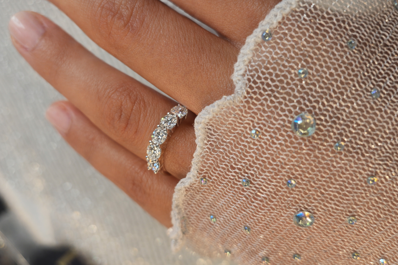 Alliance IMPÉRATRICE Argent&Moissanite (T.réglable ≤56)