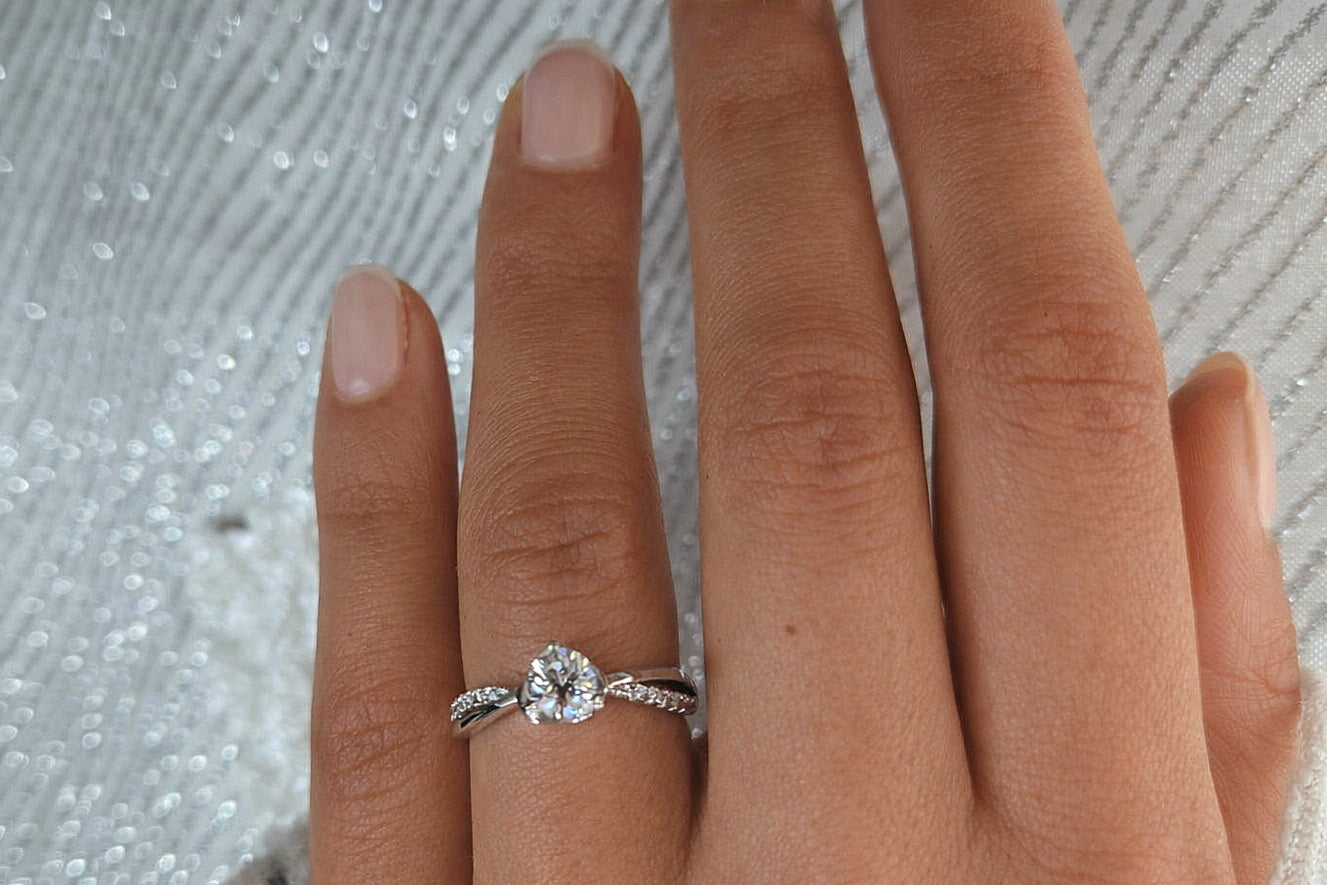 Solitaire PRINCESSE(t. réglable ≤57 )Argent&Moissanite