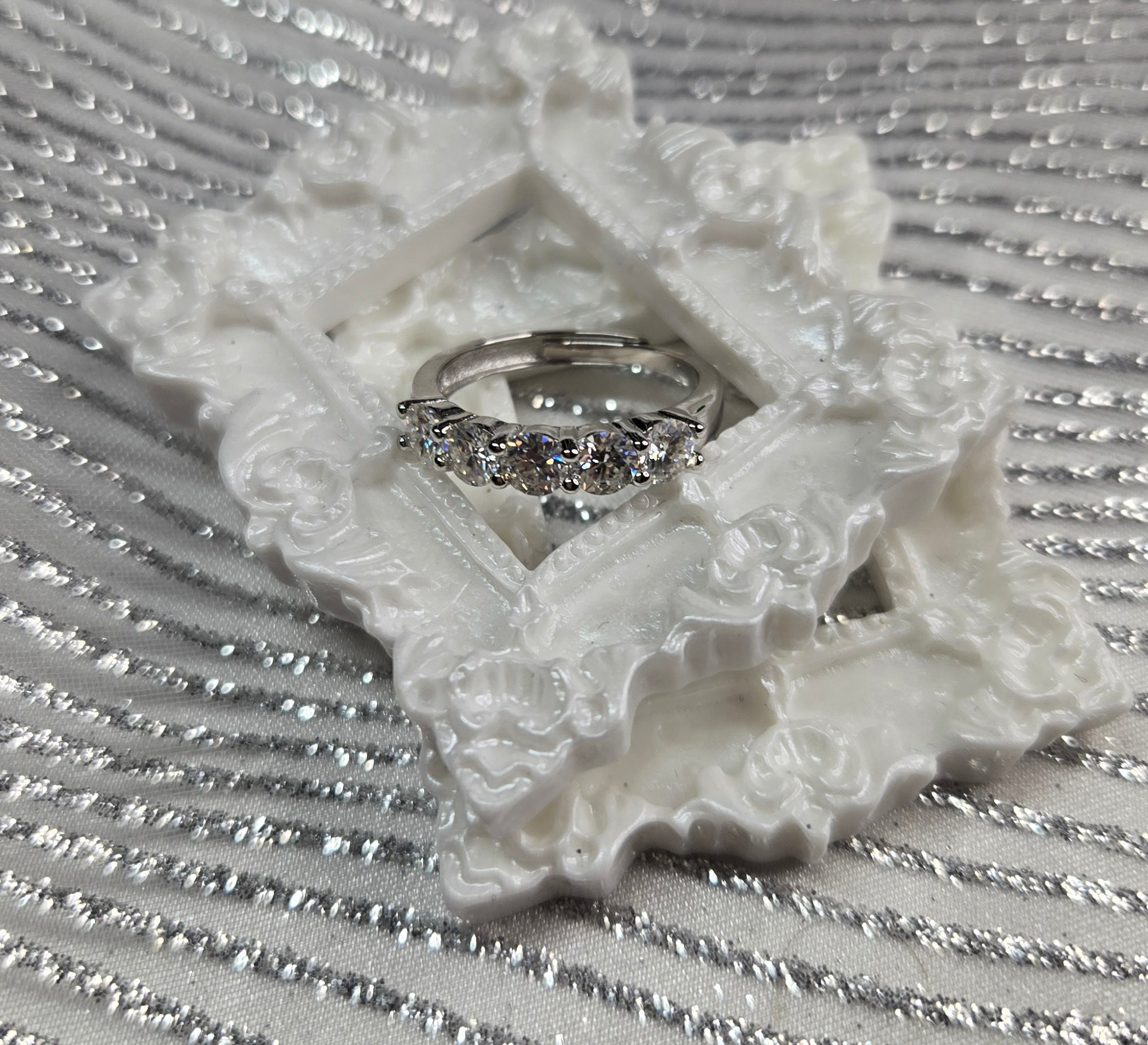 Alliance IMPÉRATRICE Argent&Moissanite (T.réglable ≤56)