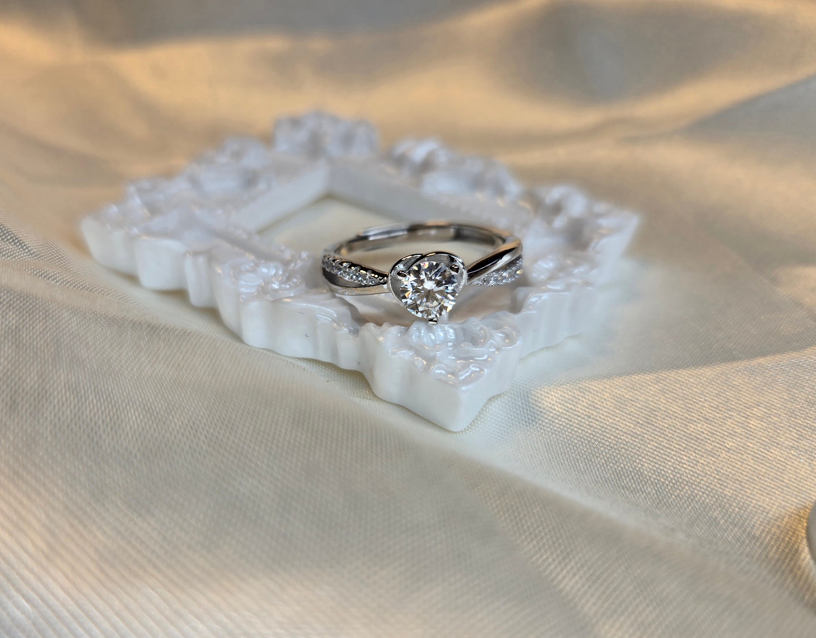 Solitaire PRINCESSE(t. réglable ≤57 )Argent&Moissanite