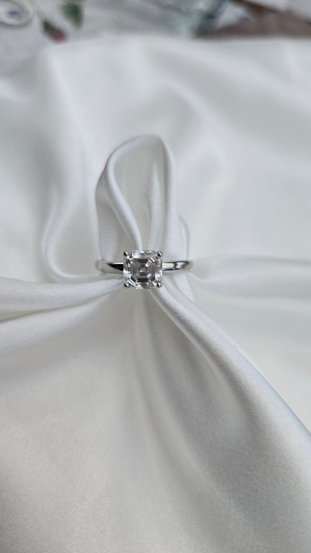 Bague Solitaire Asscher(T.réglable ≤61)